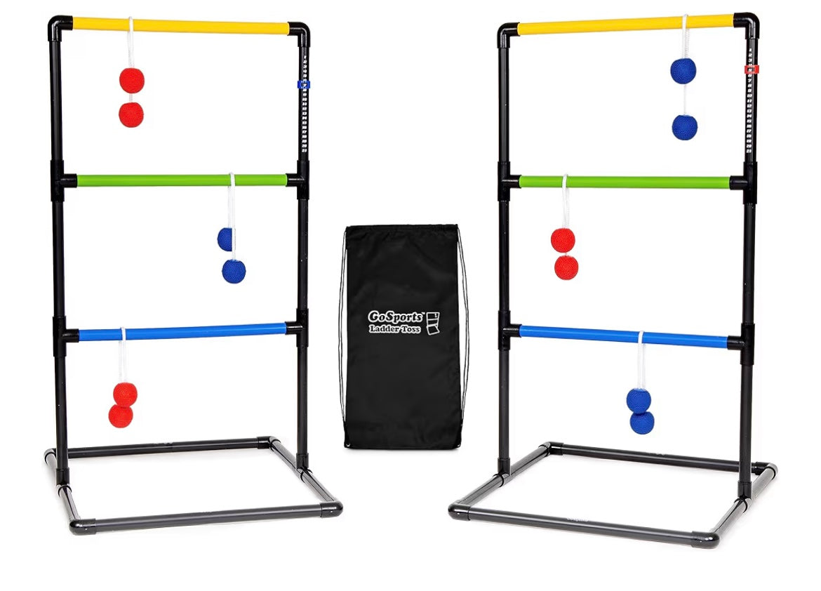 Ladder Toss Indoor & Outdoor Game Set with 6 Soft Rubber Bolo Balls and Travel Carrying Case